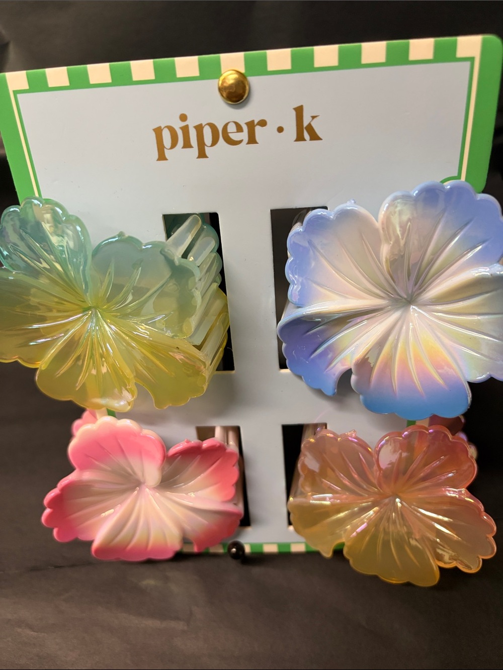 piper•k Iridescent Floral Hair Clips - Set of 4 - Picture 1 of 4